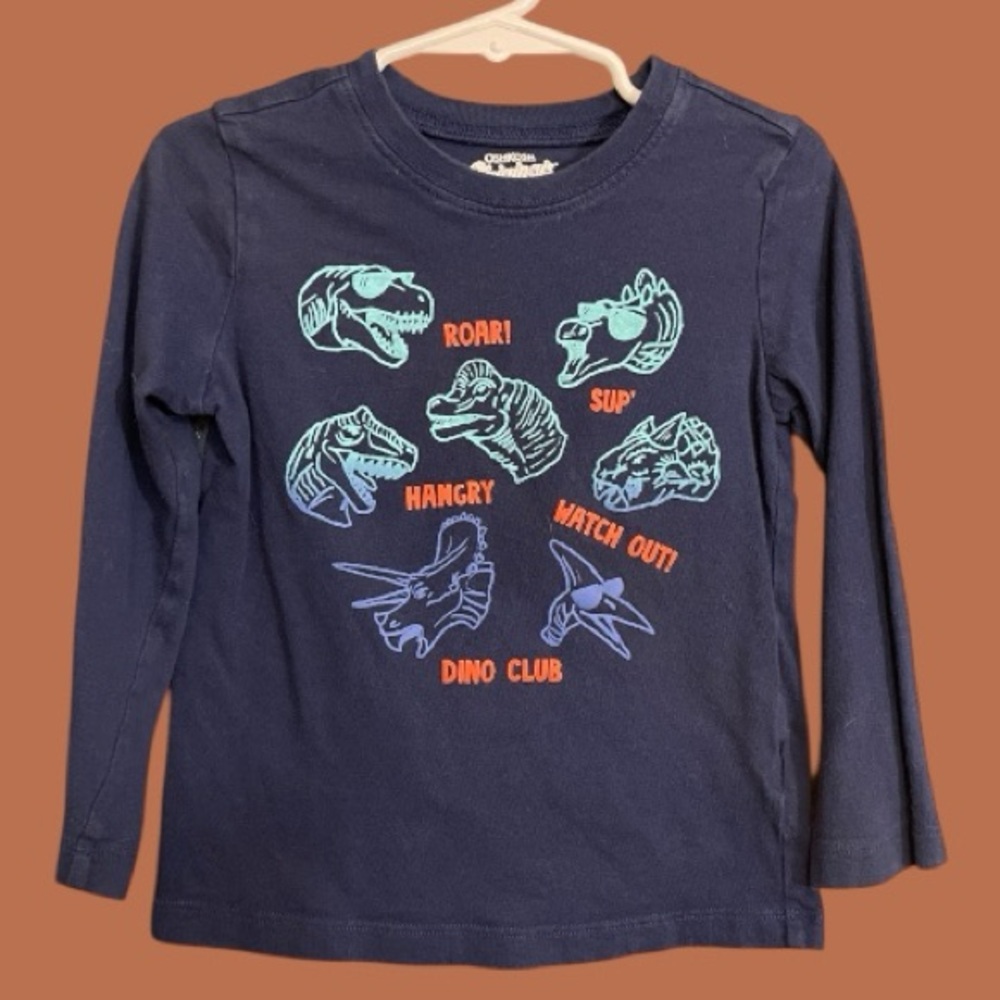 Osh Kosh Boys Blue Dinosaur Graphic Print Long Sleeve Size 3T
